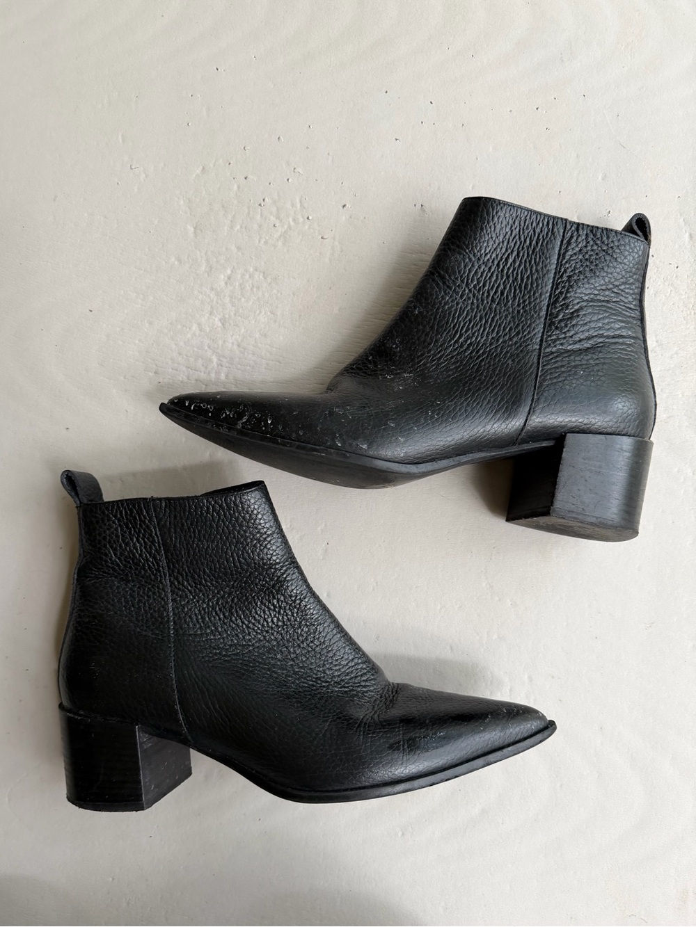 Everlane Classic Black Leather Ankle Boots - pointed toe Women